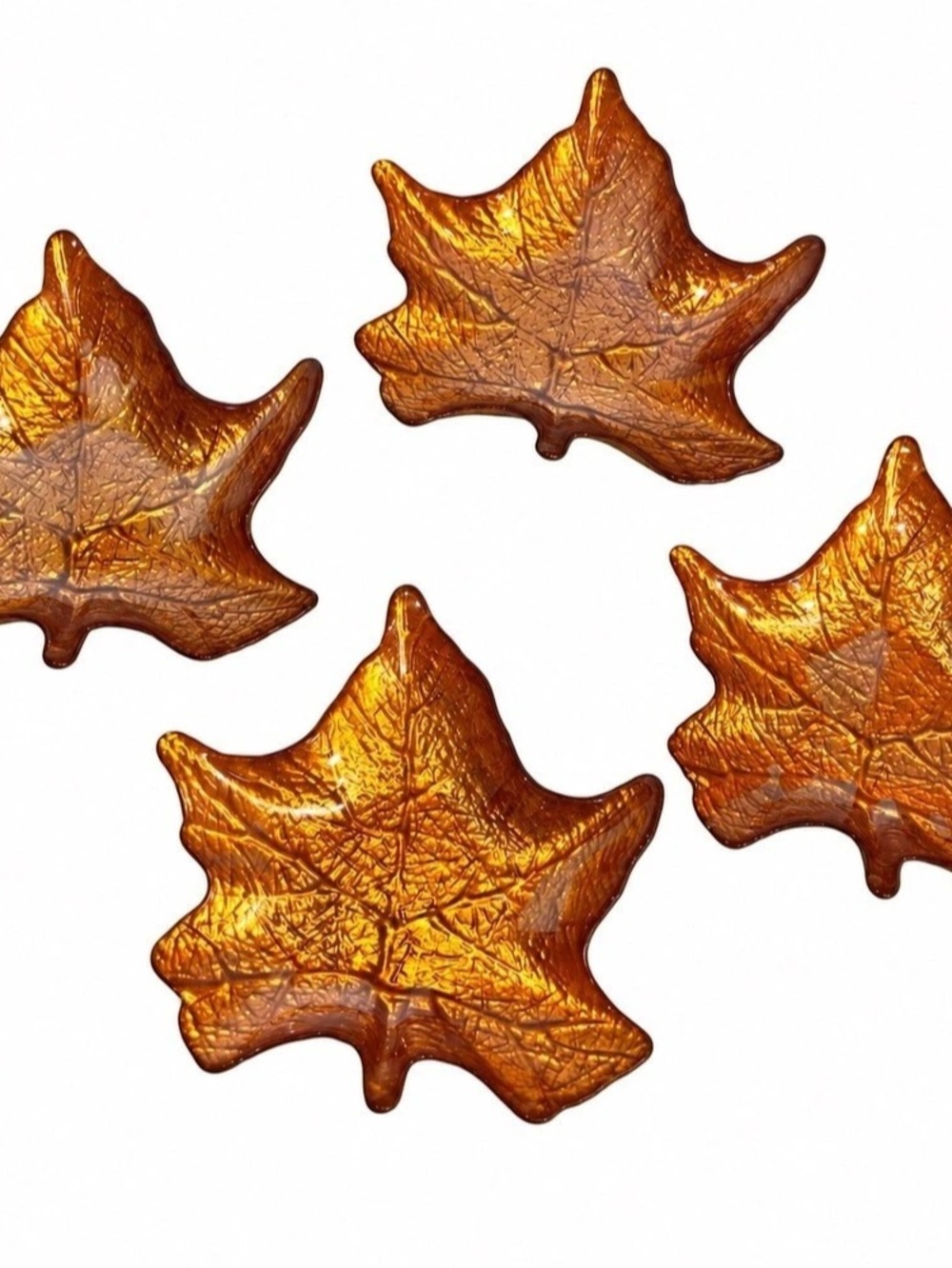 Amber Fall Leaf Decor Dish Set of 4